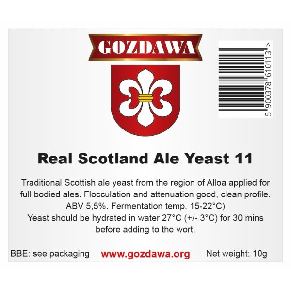GOZDAWA Real Scotland Ale yeast 11 (RSAY11) - obergärige Trockenhefe 10 g