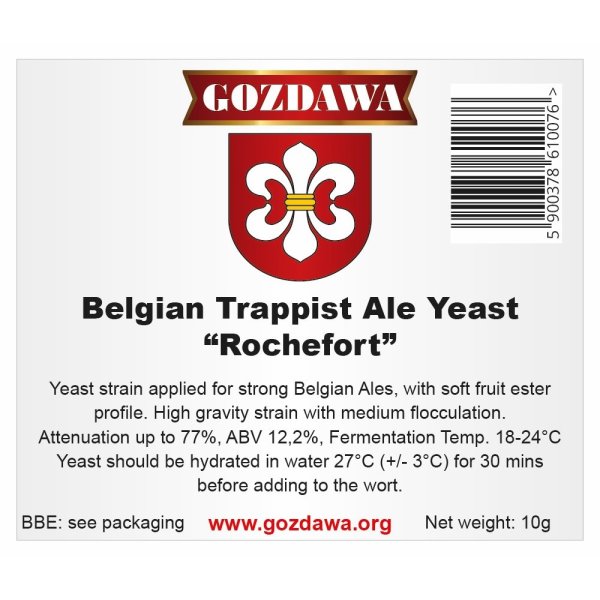 GOZDAWA Belgian Trappist Ale Yeast Rochefort (BTAY) - obergärige Trockenhefe 10 g