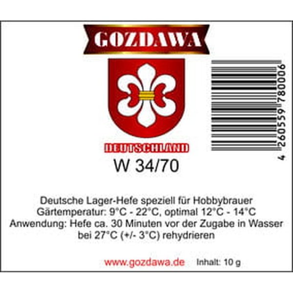 GOZDAWA W34/70 - untergärige Trockenhefe 10 g