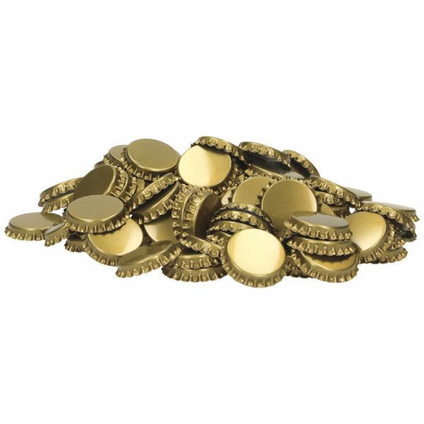 Kronenkorken 26 mm - Gold, 100 Stück